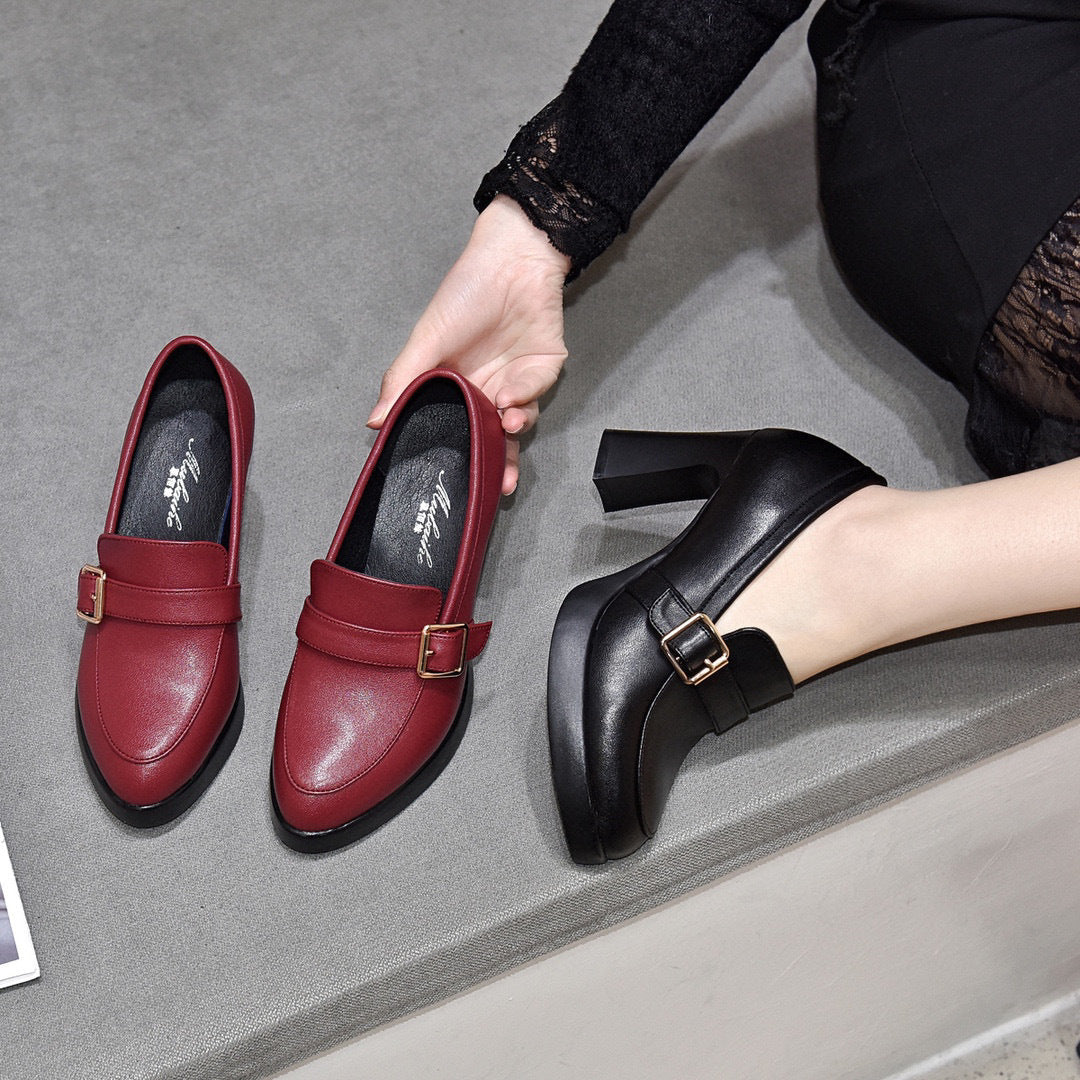 Classic Buckle Loafers | Block Heel | Chic & Comfortable