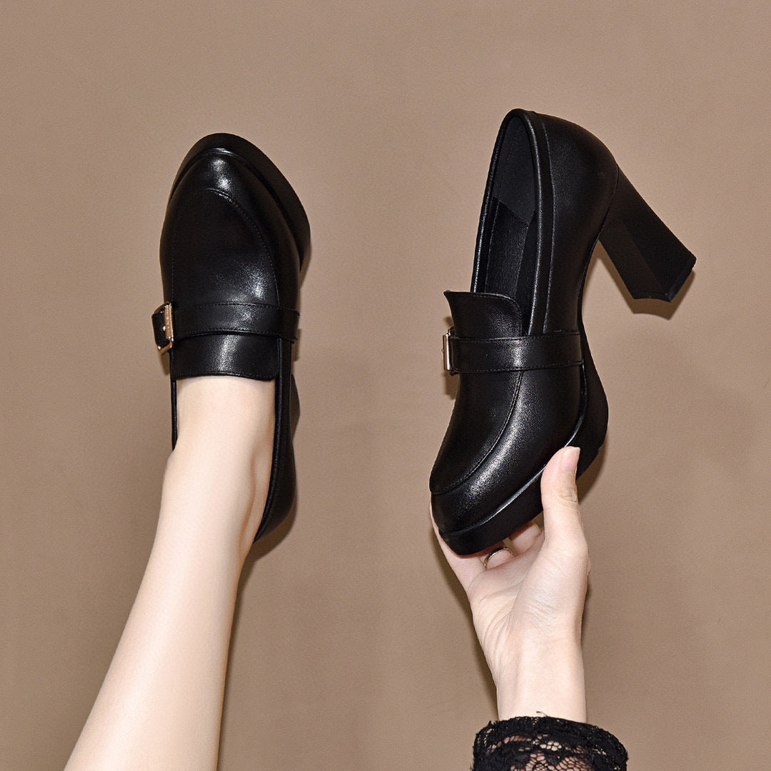 Classic Buckle Loafers | Block Heel | Chic & Comfortable