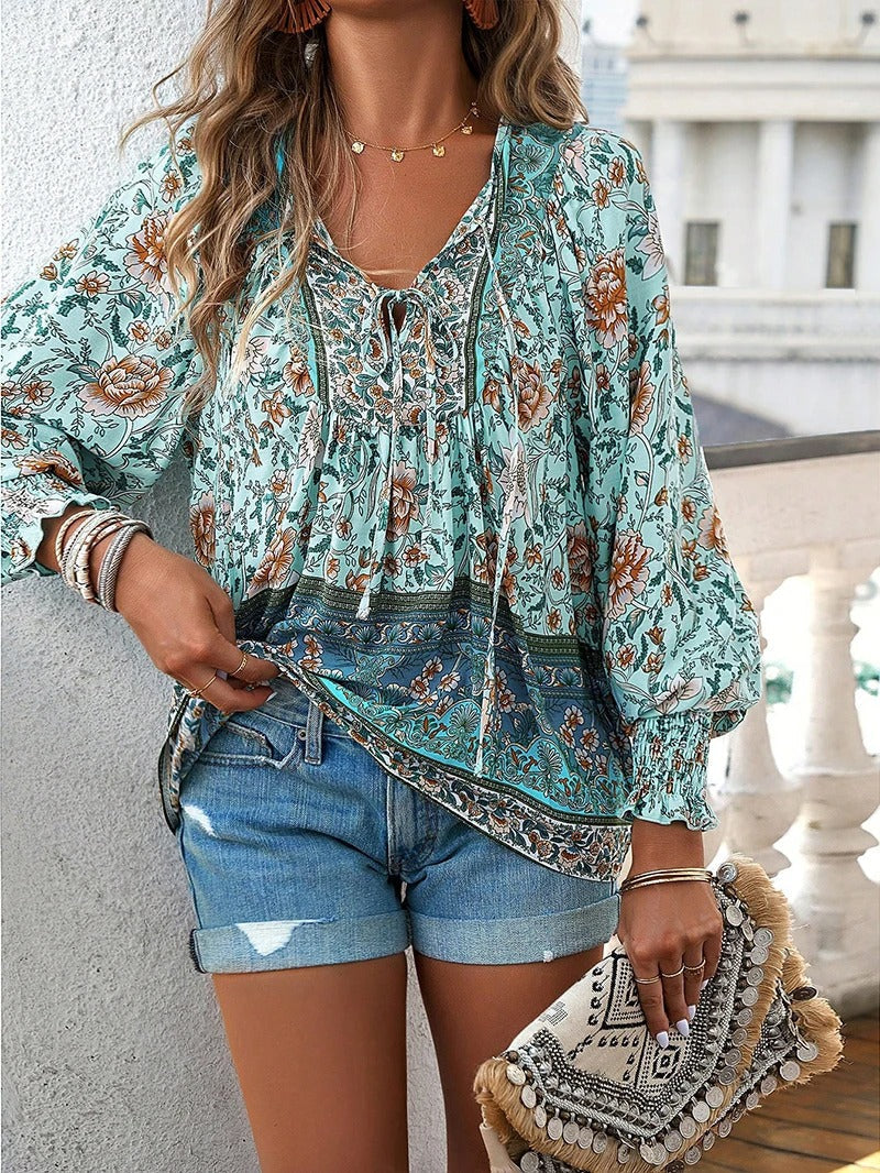 Bohemian Floral Blouse | Lightweight | Feminine & Chic