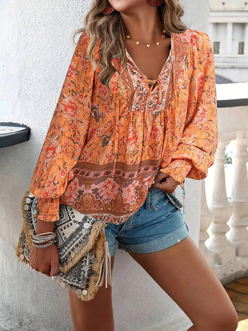 Bohemian Floral Blouse | Lightweight | Feminine & Chic