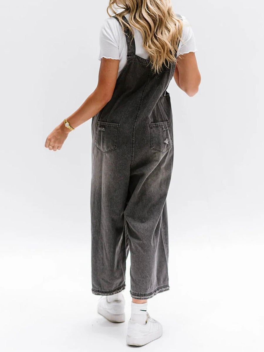 Distressed Denim Overalls | Relaxed Fit | Casual & Trendy