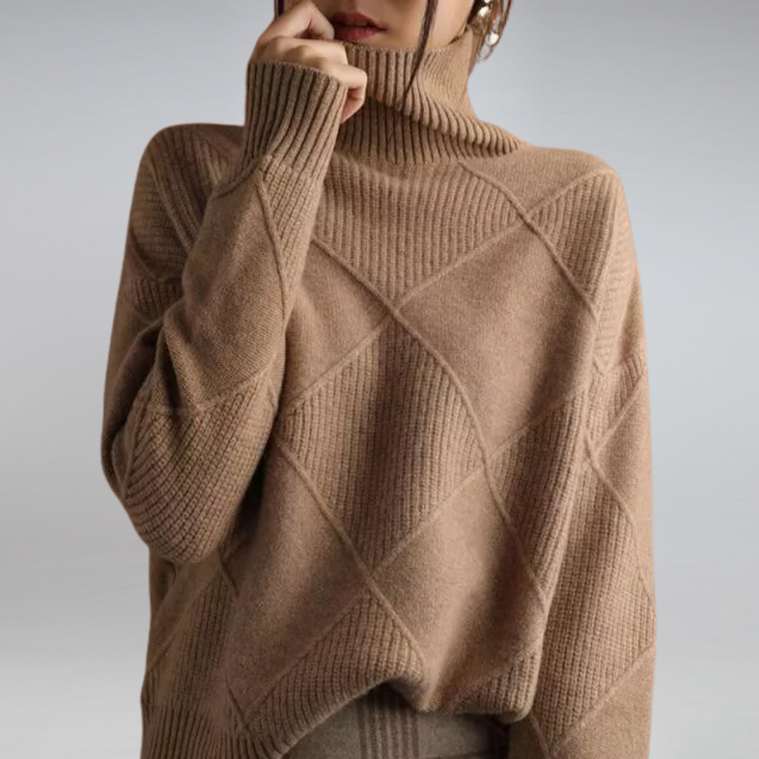 Knit Sweater | Textured Diamond Pattern | Cozy & Stylish