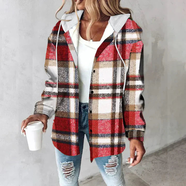 Plaid Hooded Jacket | Button-Down | Casual & Cozy