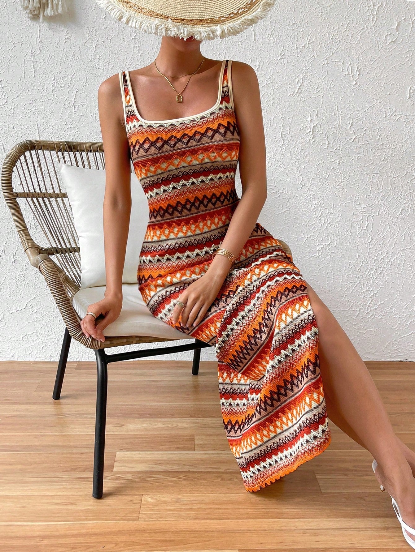 Boho Maxi Dress | Tribal Print | Sleeveless & Stretchy