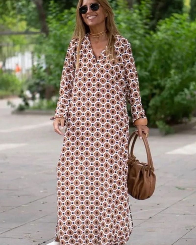 Geometric Print Maxi Dress | Flowy & Elegant | Effortless Chic