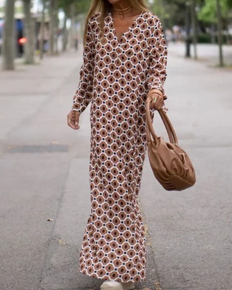 Geometric Print Maxi Dress | Flowy & Elegant | Effortless Chic