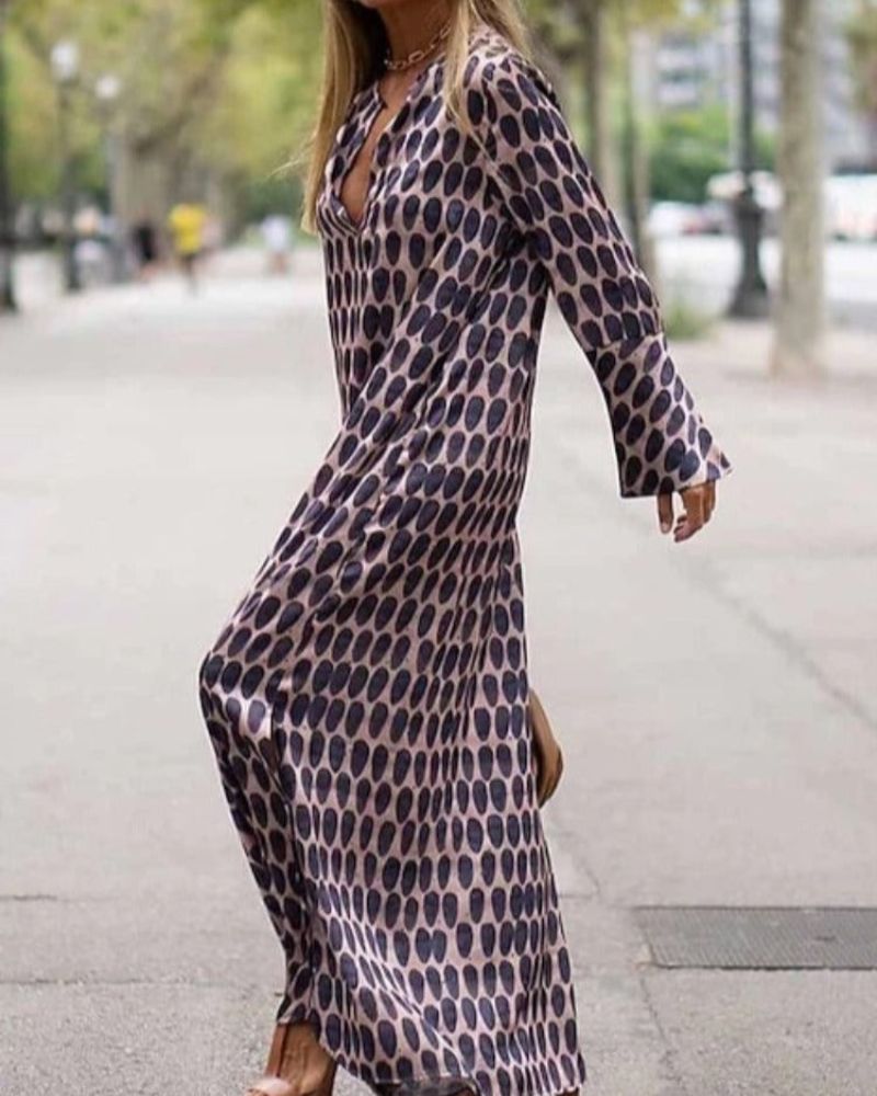 Geometric Print Maxi Dress | Flowy & Elegant | Effortless Chic