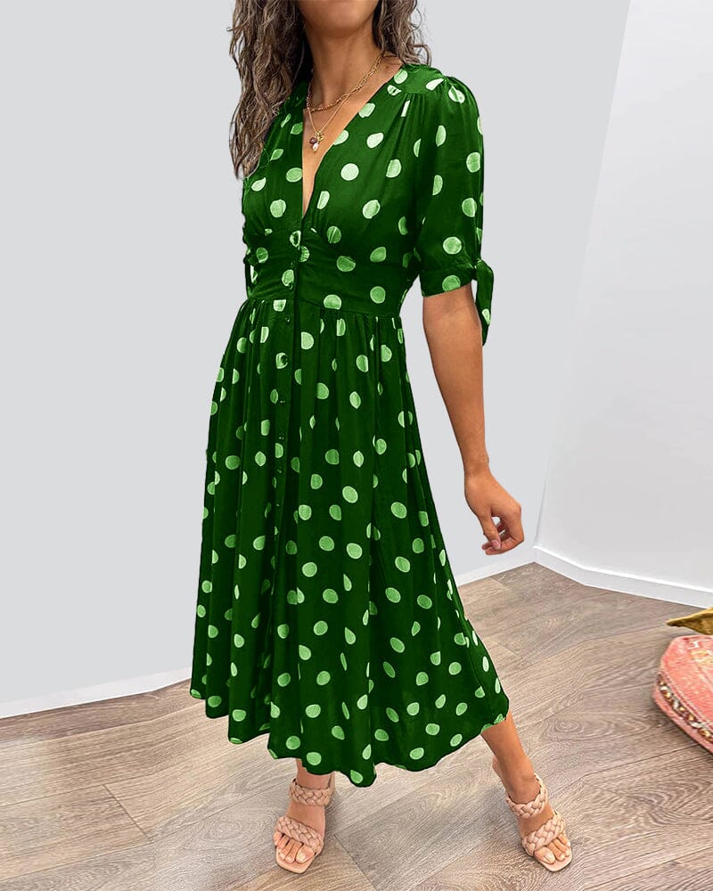 Polka Dot Midi Dress | Vintage Chic | Elegant & Flattering