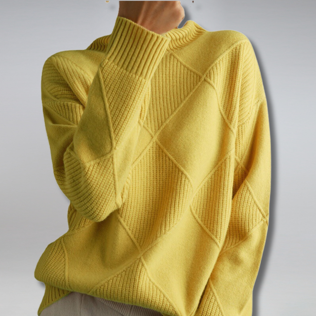 Knit Sweater | Textured Diamond Pattern | Cozy & Stylish