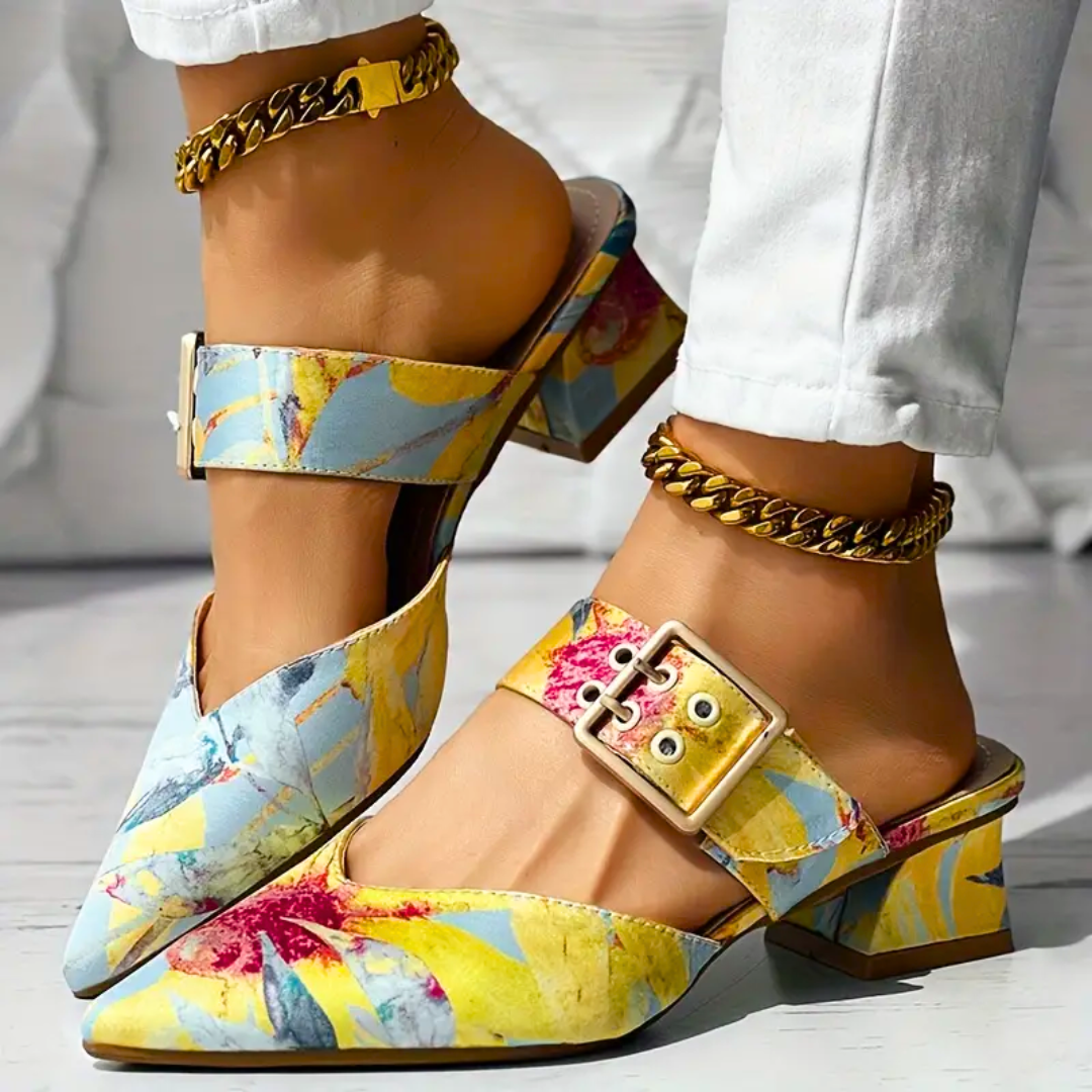 Printed Mule Heels | Pointed Toe | Bold & Stylish