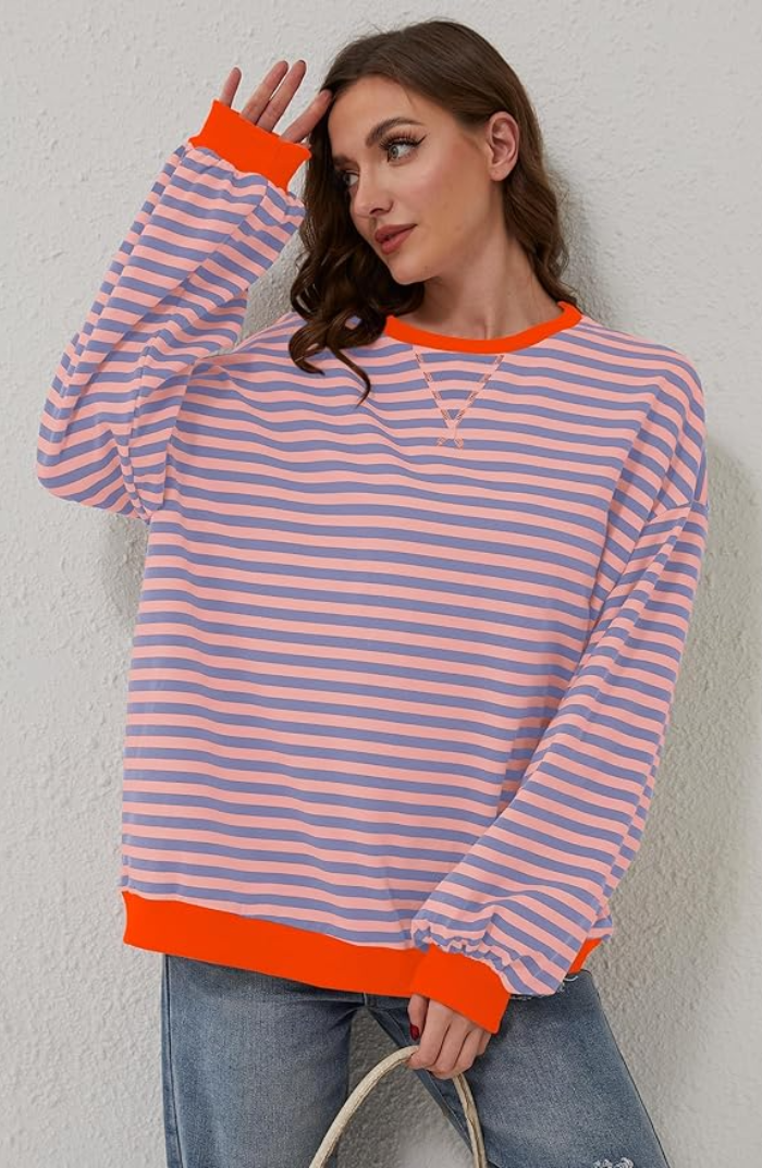 Oversized Striped Sweatshirt | Casual & Cozy | Relaxed Fit