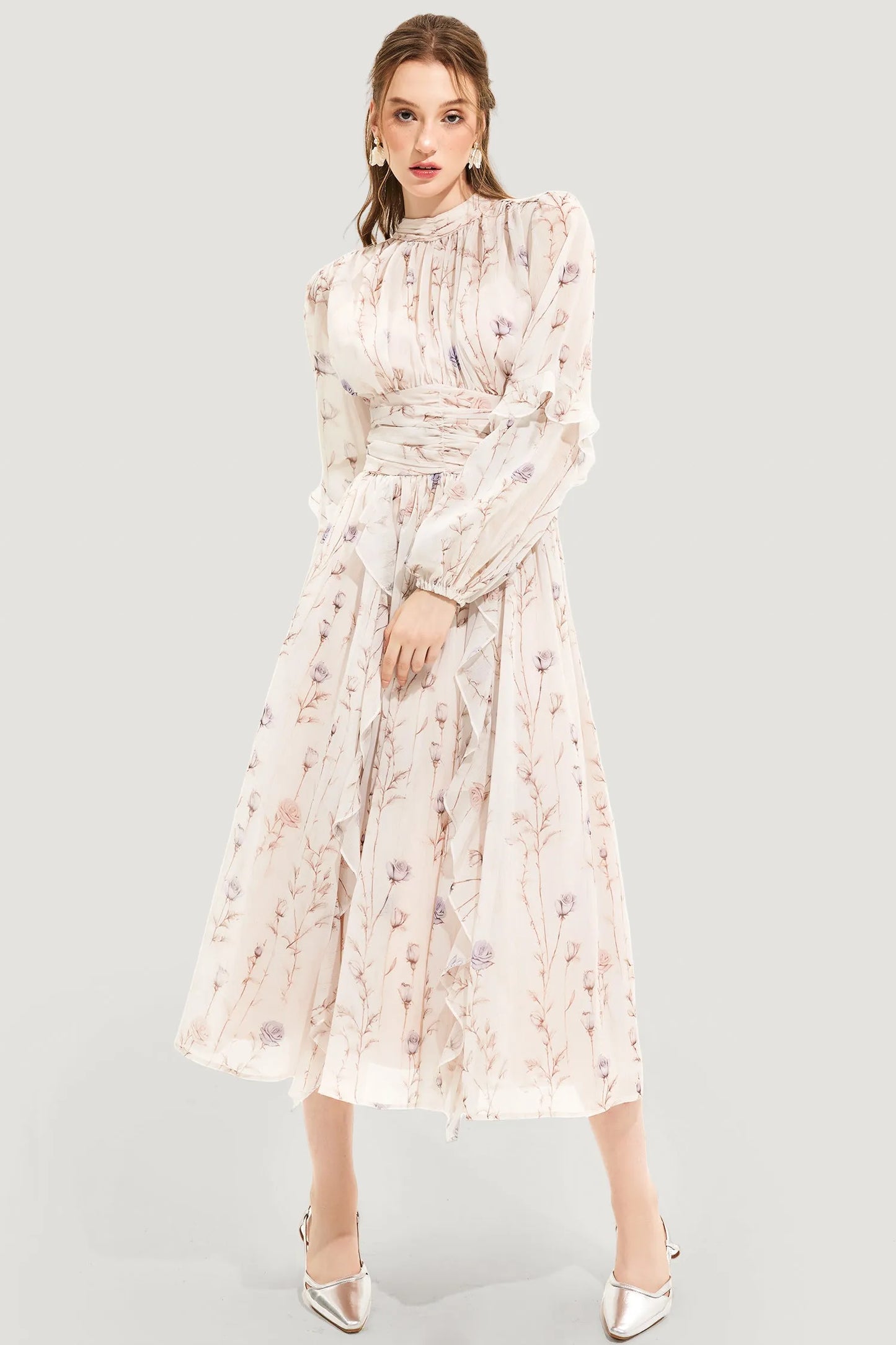 Elegant Floral Maxi Dress | Chiffon | Romantic & Flowy