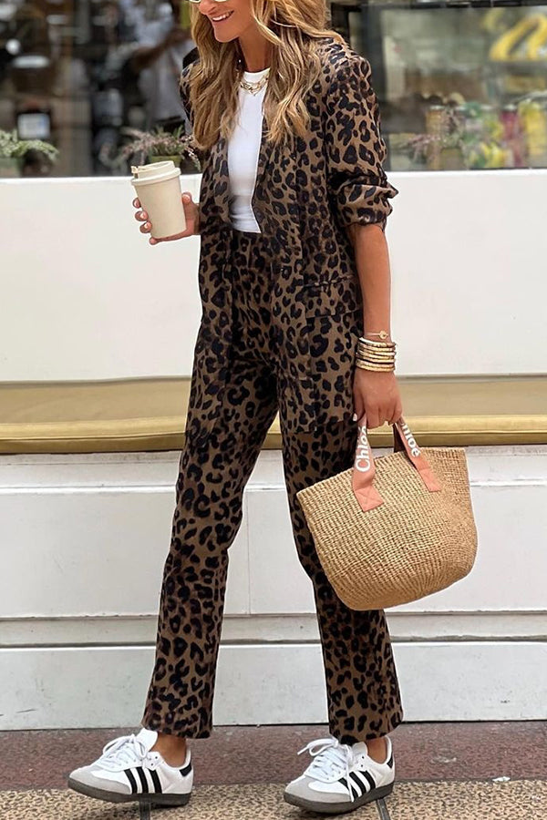 Leopard Print Blazer Set | Two-Piece | Bold & Stylish