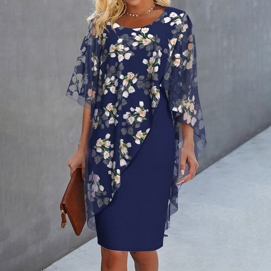 Elegant Floral Overlay Dress | Chic & Sophisticated | Perfect for Special Occasions