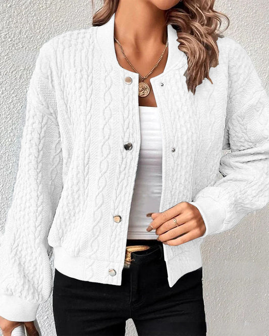 Cable Knit Bomber Jacket | Cozy & Stylish | Casual Chic