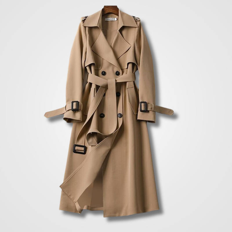 Classic Long Trench Coat | Timeless Elegance | Belted & Double-Breasted