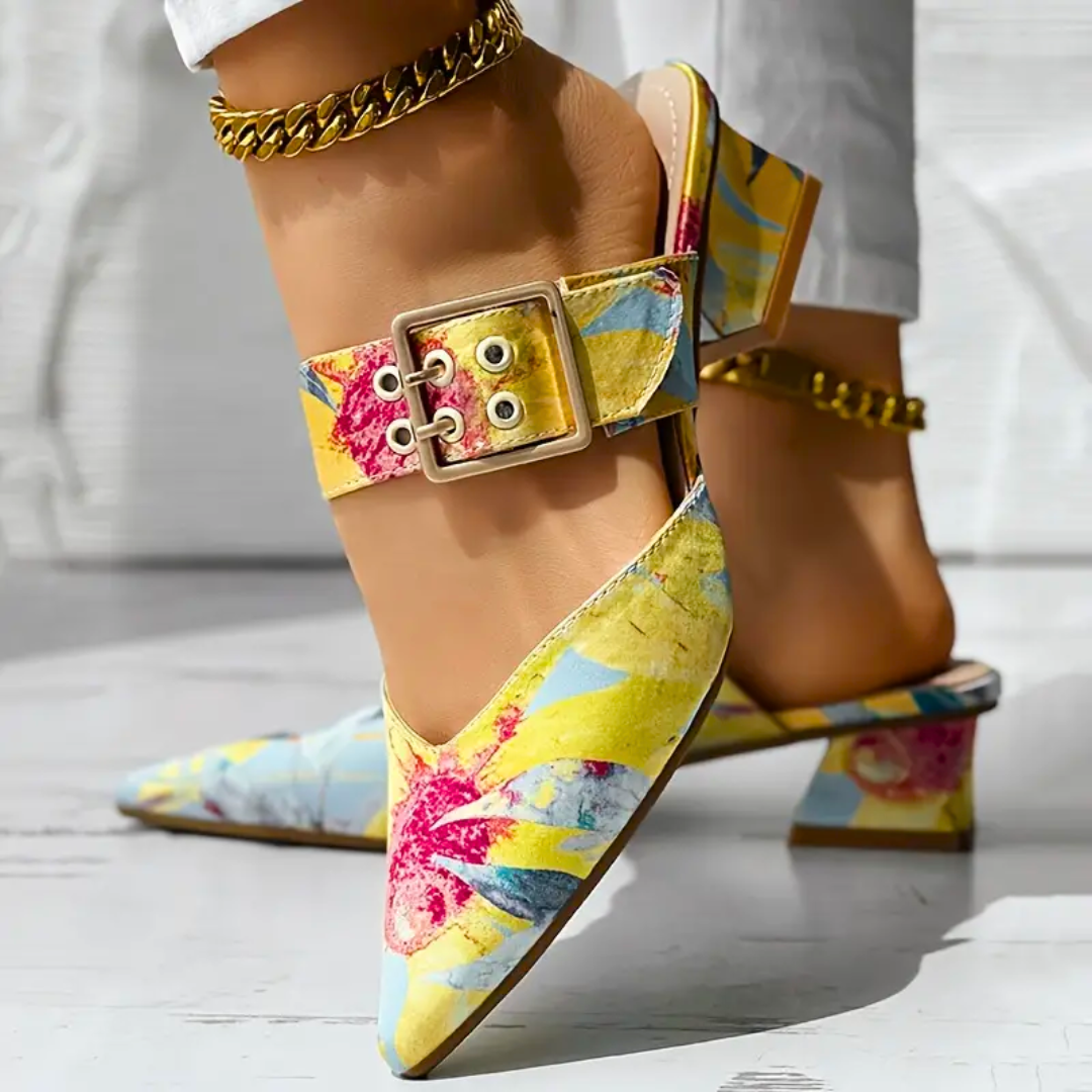 Printed Mule Heels | Pointed Toe | Bold & Stylish