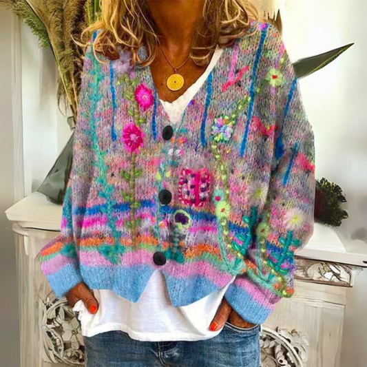 Floral Knit Cardigan | Cozy | Artistic & Unique