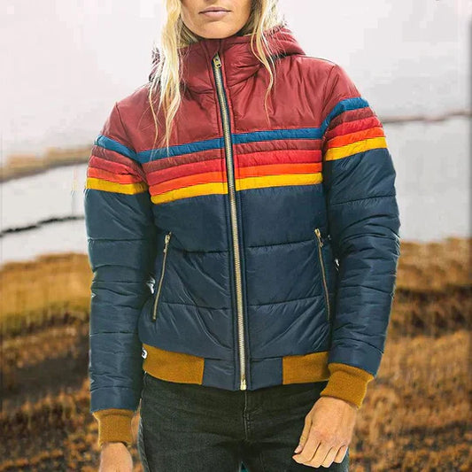 Retro Puffer Jacket | Colorblock Design | Warm & Stylish