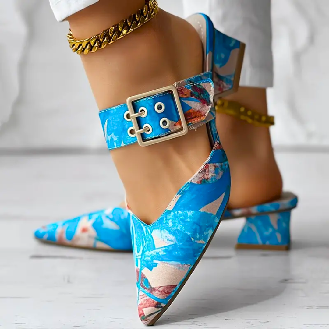 Printed Mule Heels | Pointed Toe | Bold & Stylish