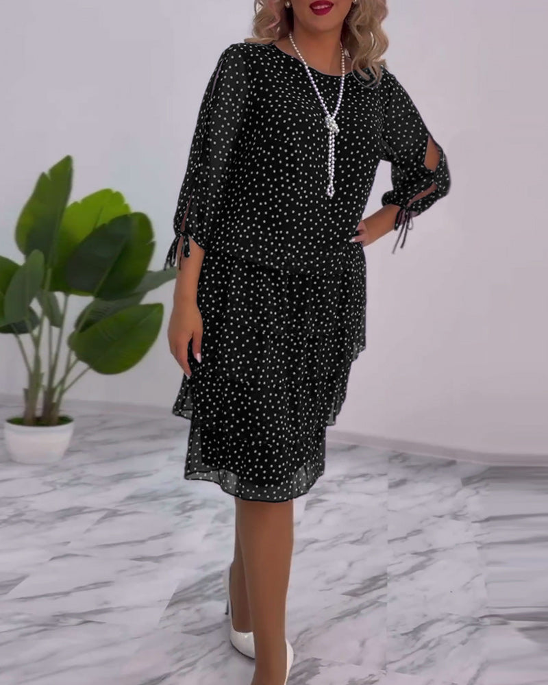 Polka Dot Tiered Dress | Chiffon | Elegant & Flowing