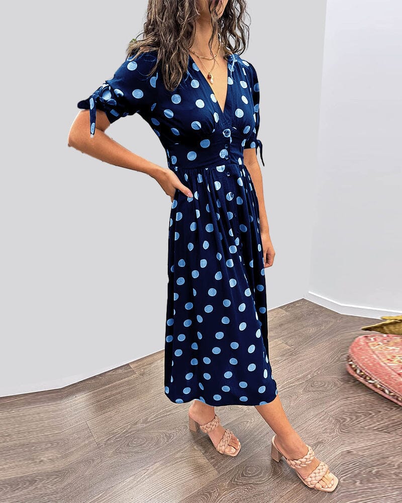 Polka Dot Midi Dress | Vintage Chic | Elegant & Flattering