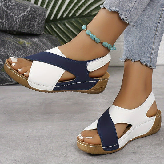 Open-Toe Wedge Sandals | Two-Tone | Stylish & Comfortable