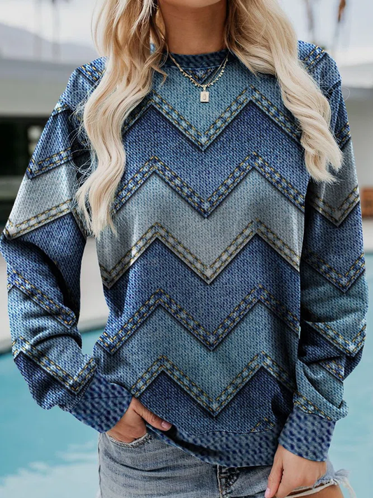 Denim Print Sweatshirt | Trendy | Casual & Eye-Catching