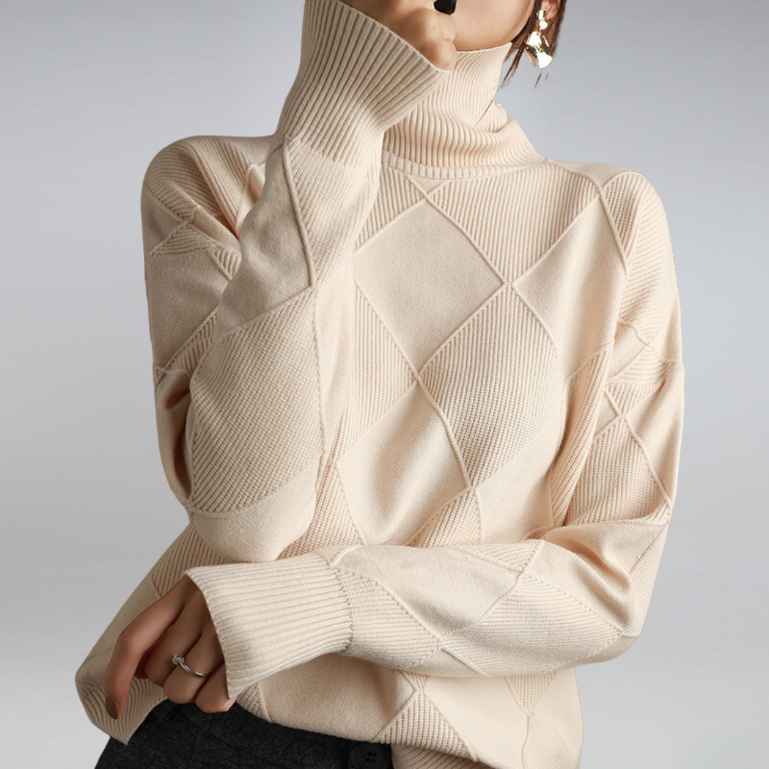 Knit Sweater | Textured Diamond Pattern | Cozy & Stylish