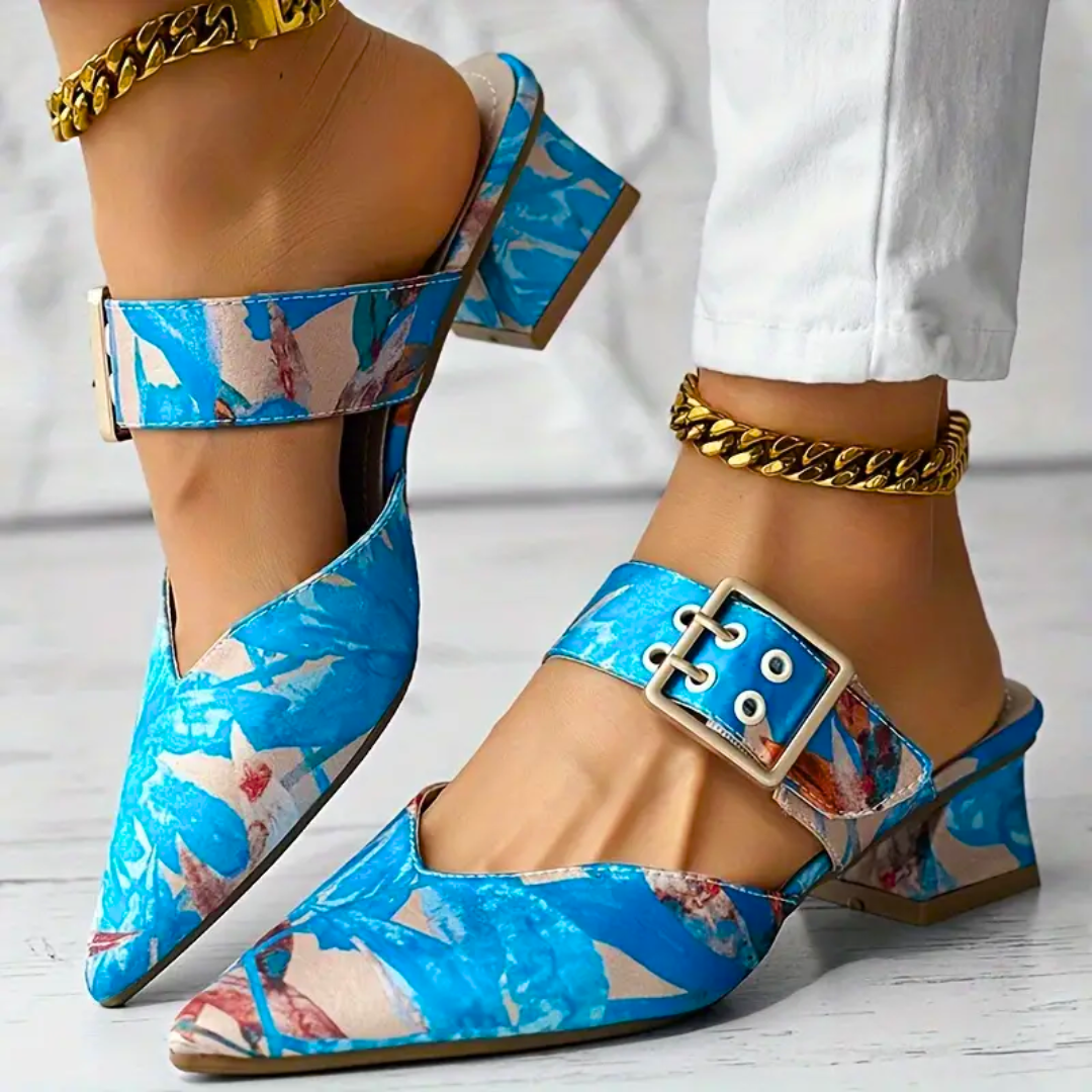 Printed Mule Heels | Pointed Toe | Bold & Stylish