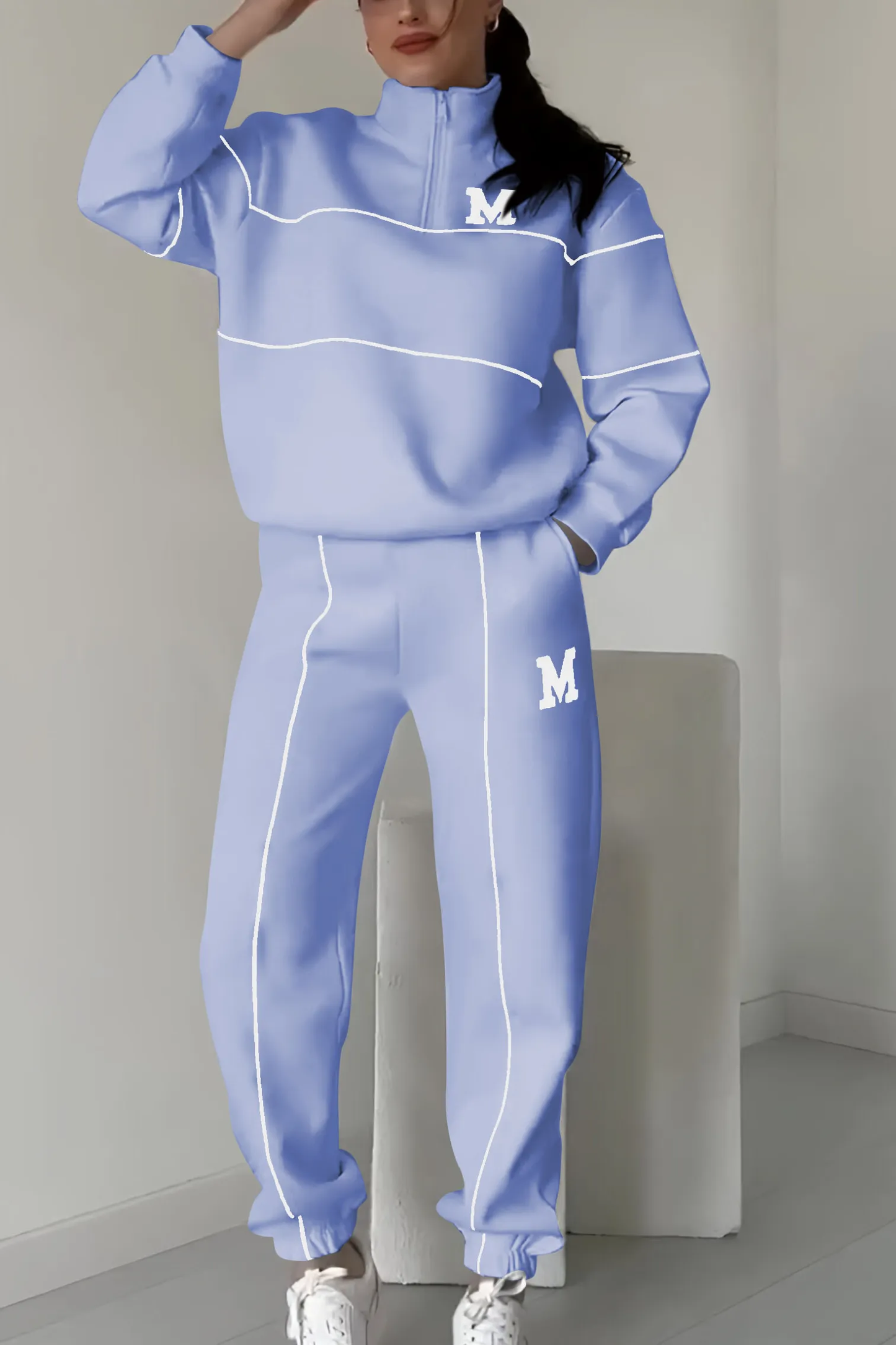 Zip-Up Tracksuit Set | Sporty & Stylish | Two-Piece Lounge Set