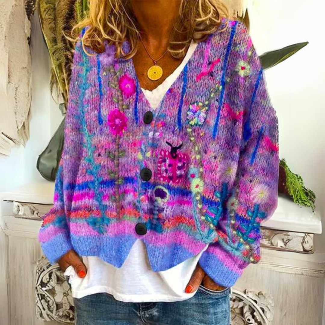 Floral Knit Cardigan | Cozy | Artistic & Unique