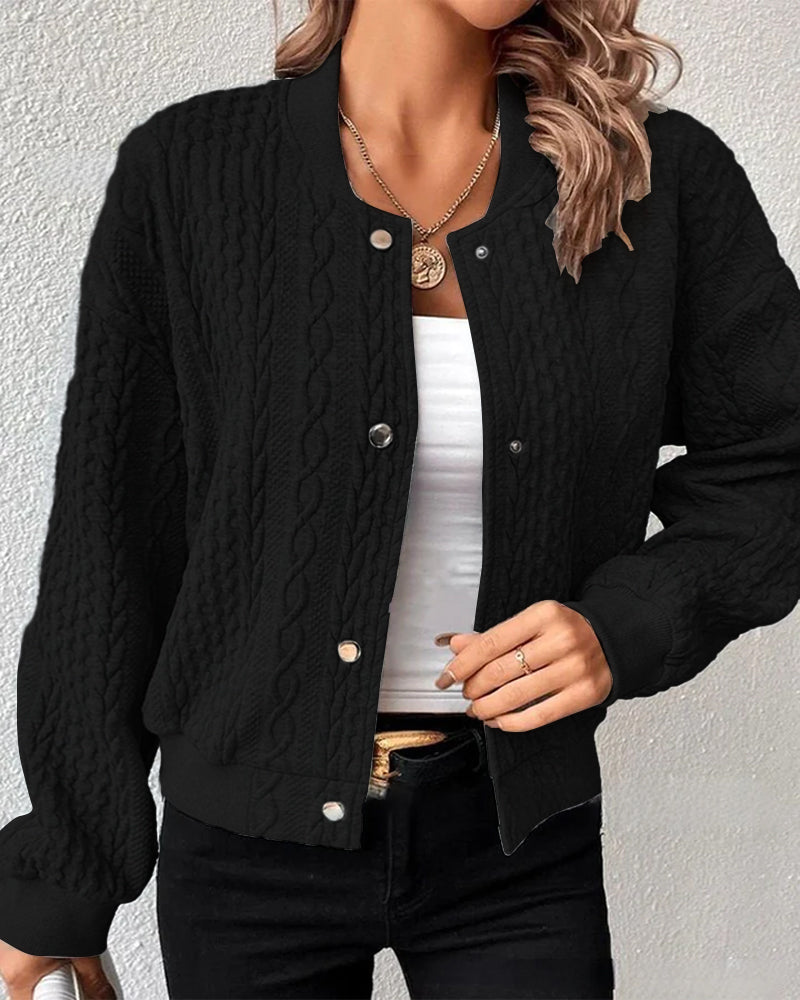 Cable Knit Bomber Jacket | Cozy & Stylish | Casual Chic