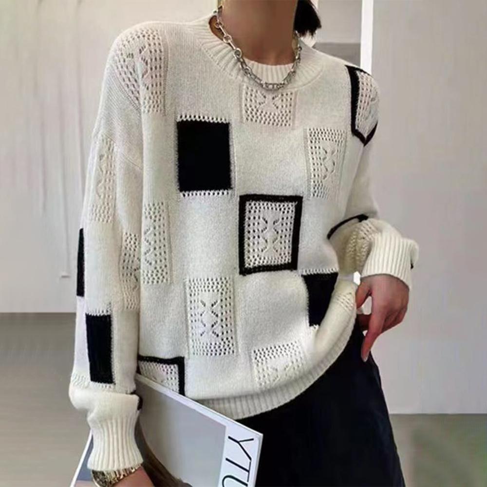 Patchwork Knit Sweater | Contrast | Cozy & Chic