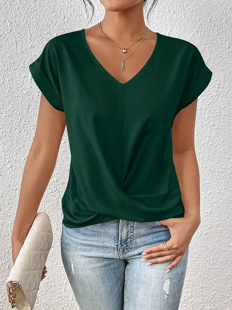 Twist-Front V-Neck Blouse | Elegant | Chic & Versatile