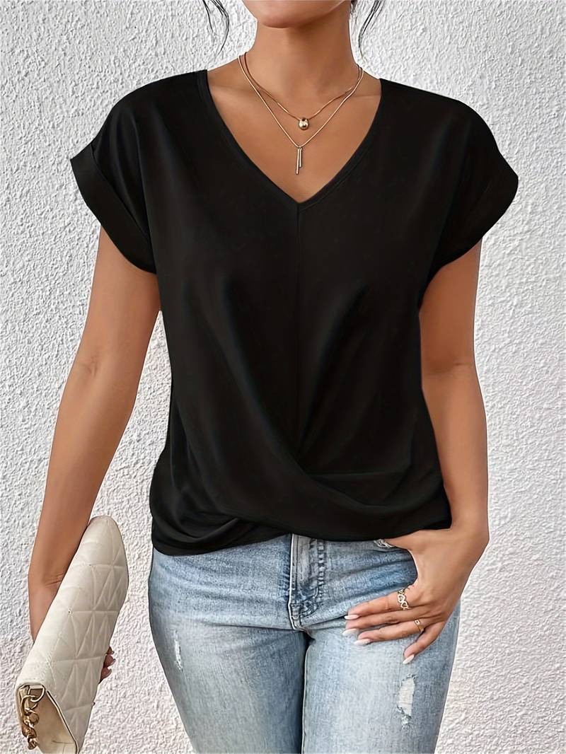 Twist-Front V-Neck Blouse | Elegant | Chic & Versatile