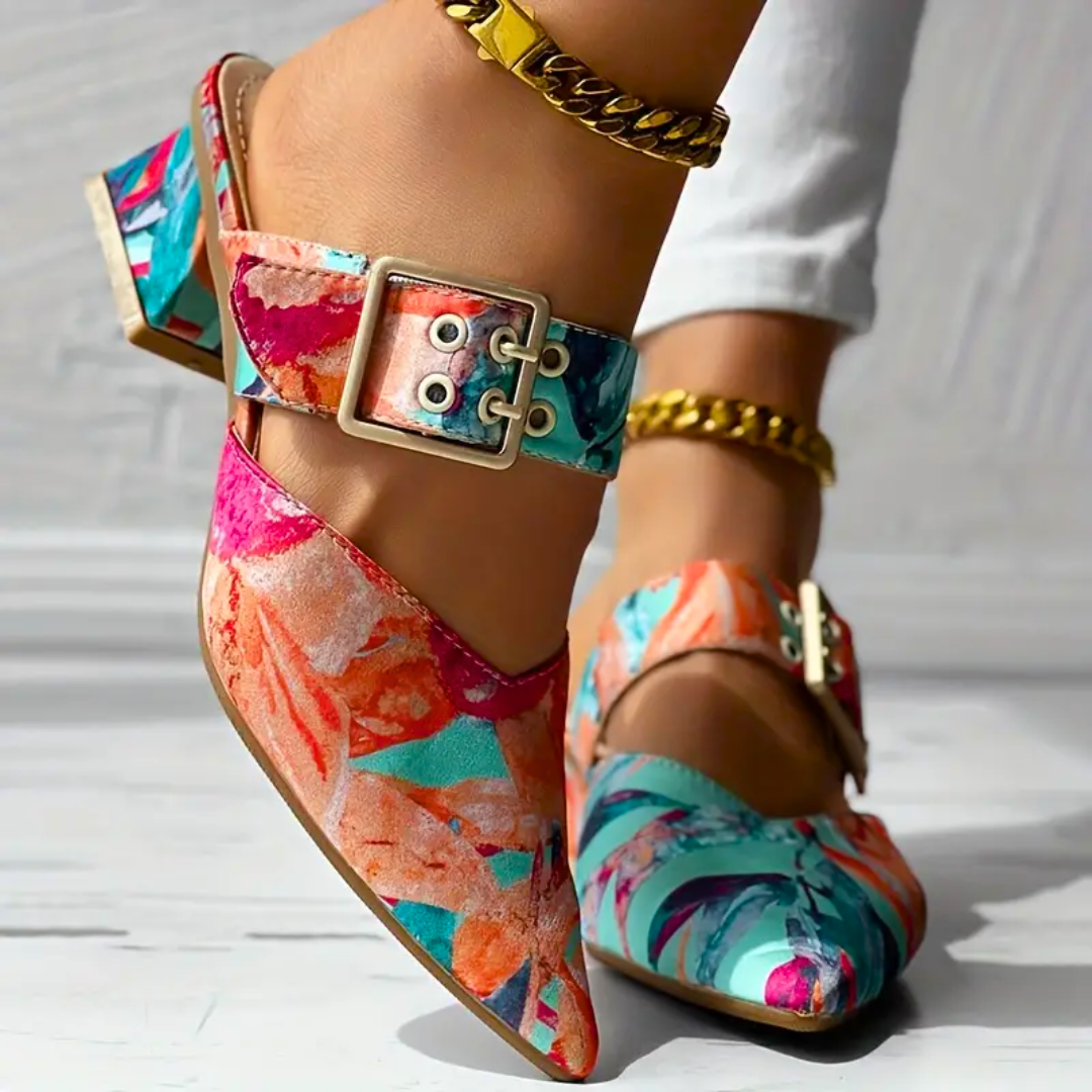 Printed Mule Heels | Pointed Toe | Bold & Stylish