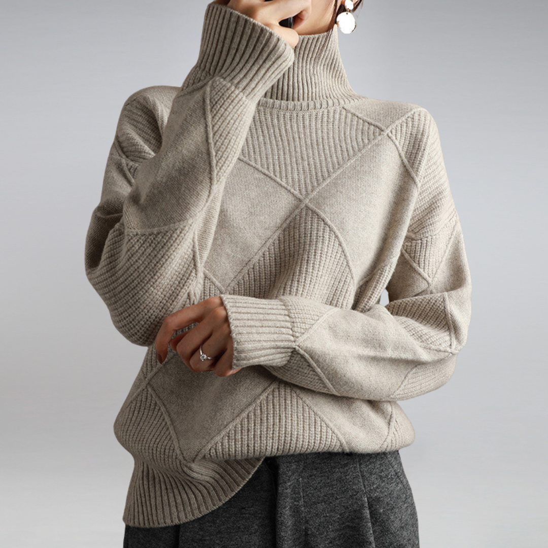 Knit Sweater | Textured Diamond Pattern | Cozy & Stylish