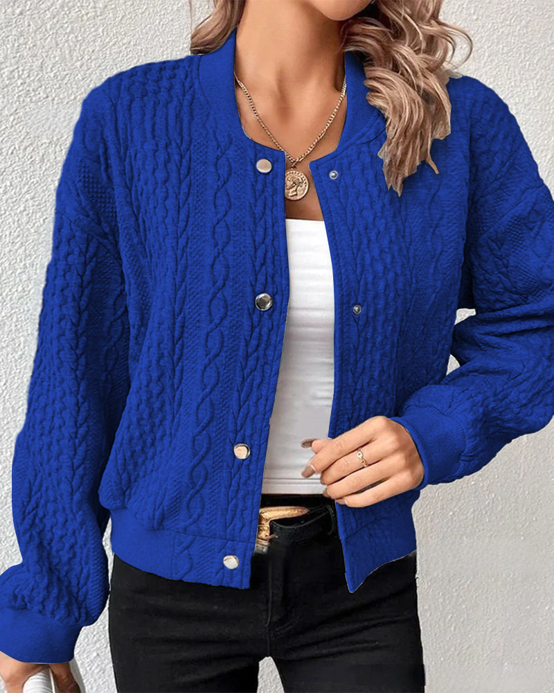 Cable Knit Bomber Jacket | Cozy & Stylish | Casual Chic