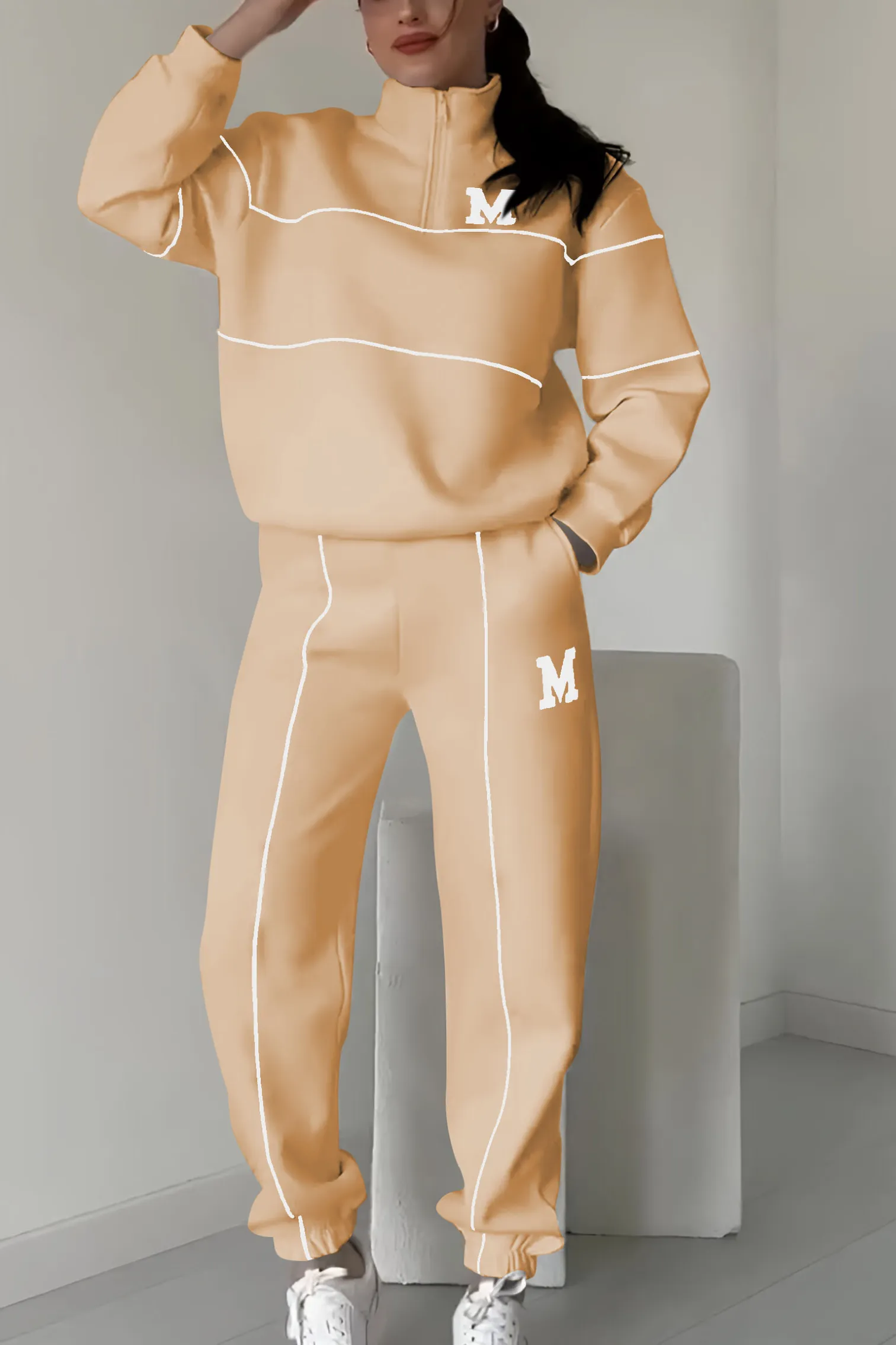 Zip-Up Tracksuit Set | Sporty & Stylish | Two-Piece Lounge Set