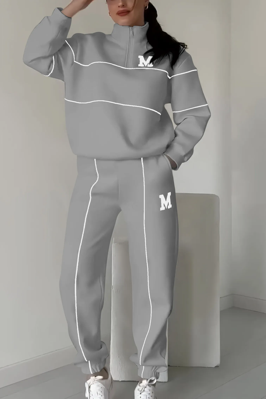 Zip-Up Tracksuit Set | Sporty & Stylish | Two-Piece Lounge Set