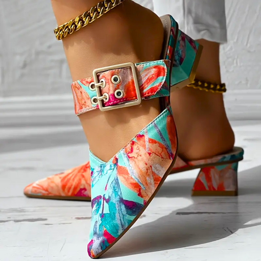 Printed Mule Heels | Pointed Toe | Bold & Stylish