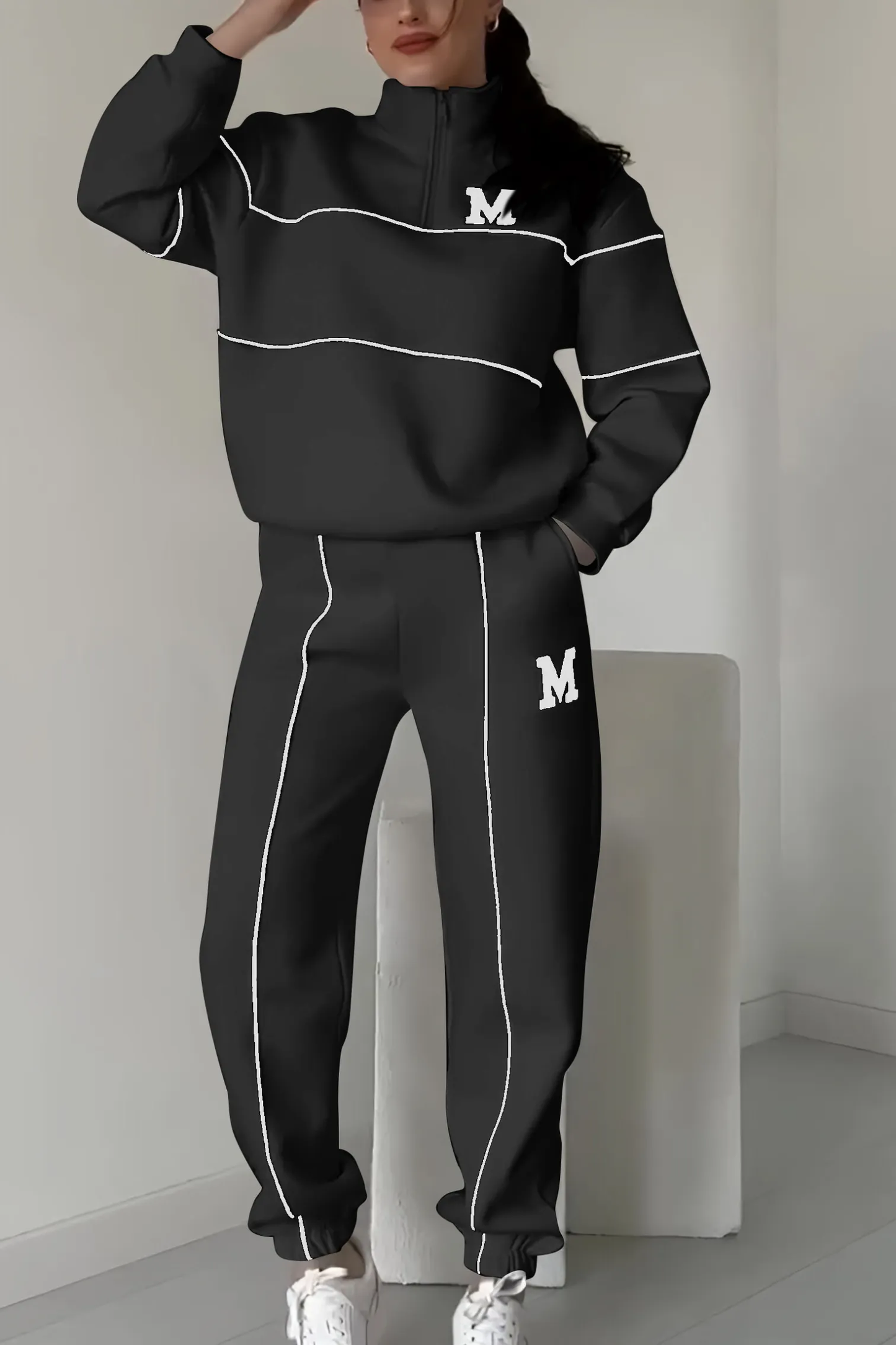 Zip-Up Tracksuit Set | Sporty & Stylish | Two-Piece Lounge Set