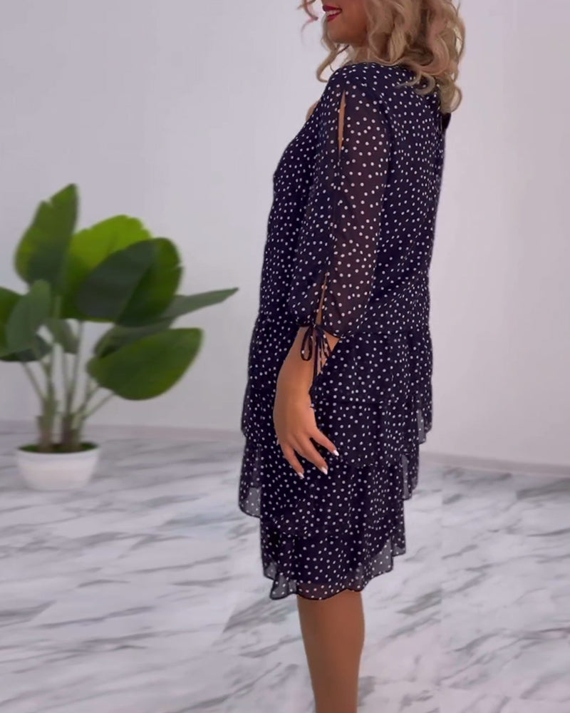 Polka Dot Tiered Dress | Chiffon | Elegant & Flowing