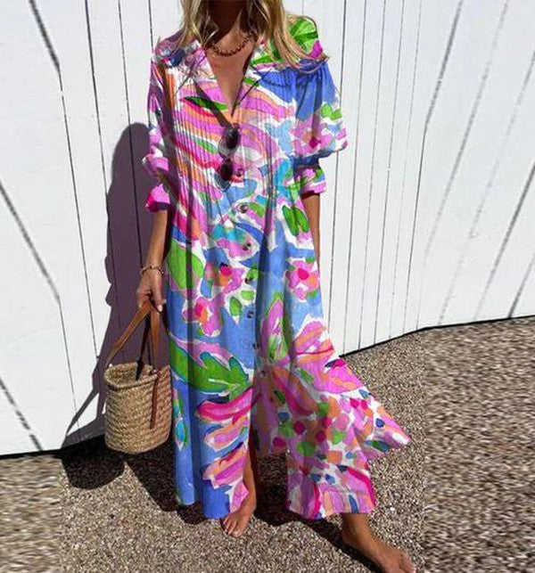 Floral Maxi Shirt Dress | Vibrant | Breezy & Stylish