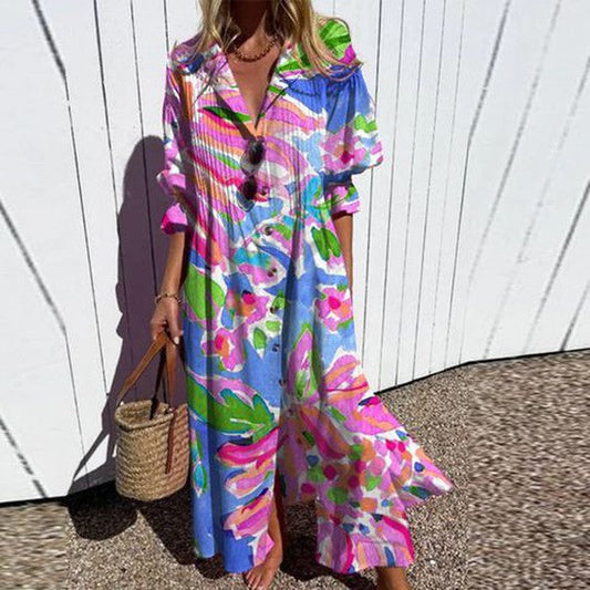 Floral Maxi Shirt Dress | Vibrant | Breezy & Stylish