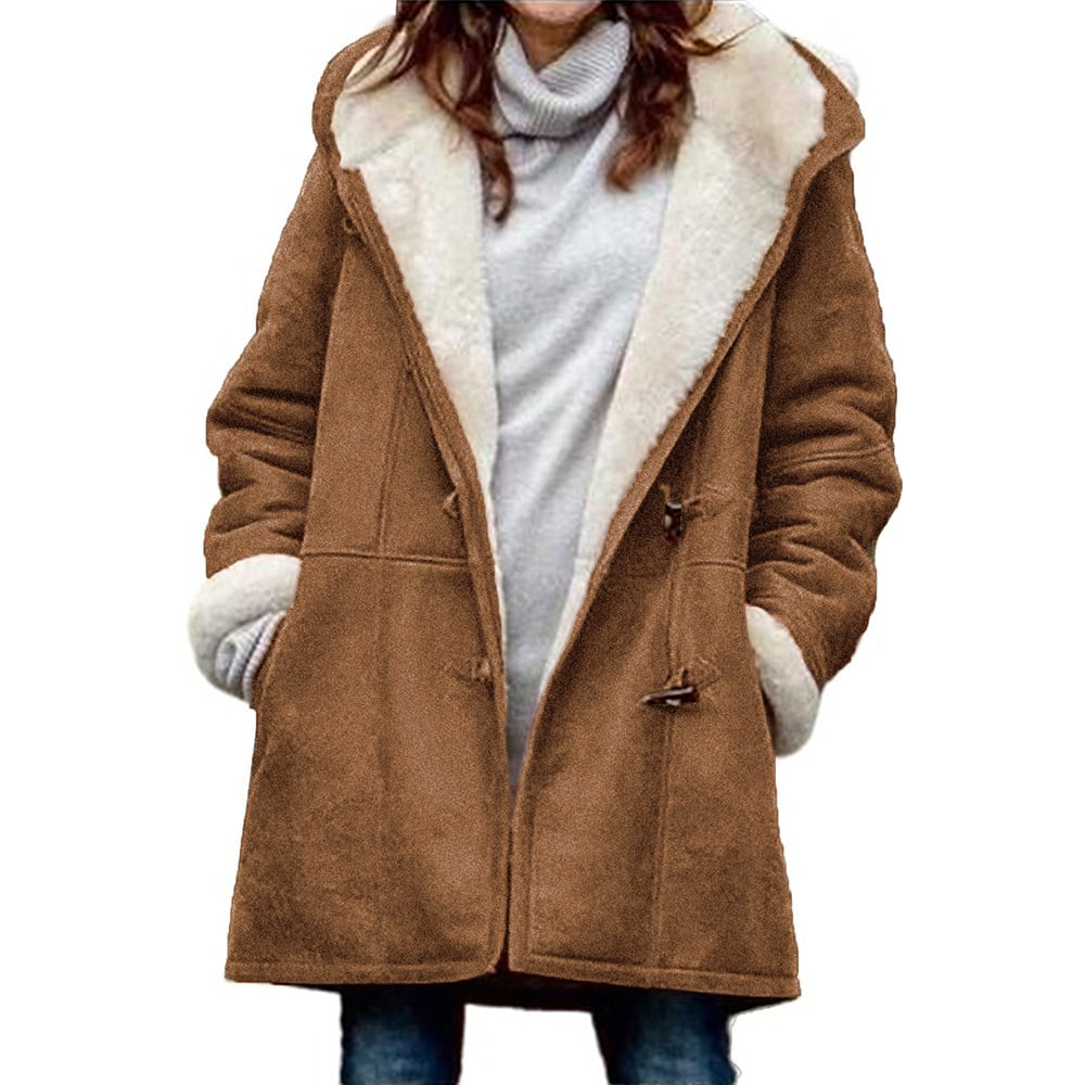 Sherpa-Lined Faux Suede Coat | Warm & Stylish | Hooded Winter Jacket