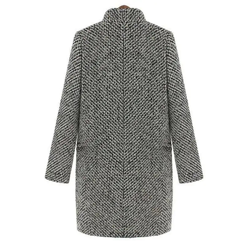 Houndstooth Wool Blend Coat | Classic Elegance | Chic & Warm