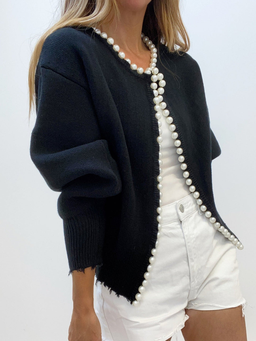 Pearl-Trimmed Cardigan | Chic & Cozy | Elegant Knitwear