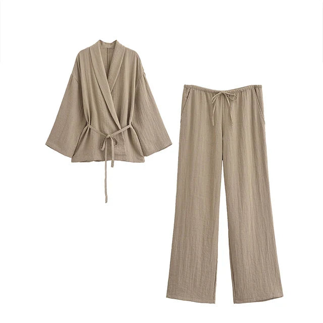 Linen Kimono Set | Lightweight & Elegant | Breathable Summer Outfit